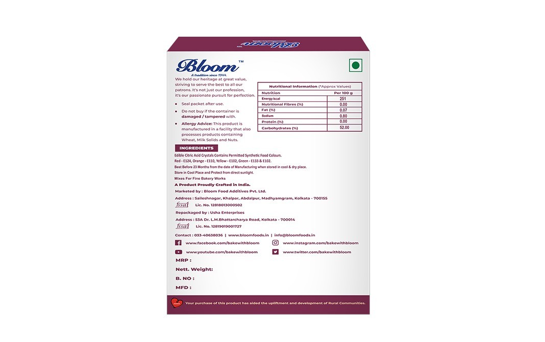 Bloom Citric Acid    Box  50 grams